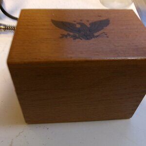 1972 Wood Recipe box eagle top cottage core md by Merchant box CO 1972